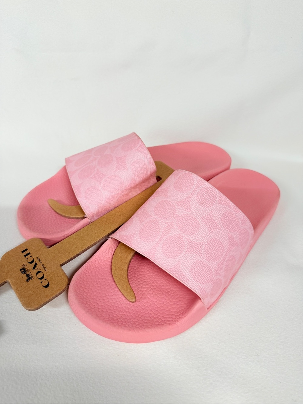 New Coach women Udele Sport Slide Signature Canvas CAR28 Powder Pink US 11